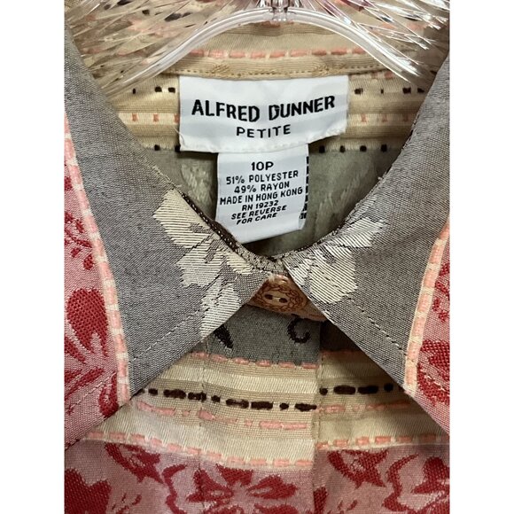 Alfred Dunner Petite 10P Button Front Long Sleeve Shirt Striped Floral Pattern V - Picture 2 of 8